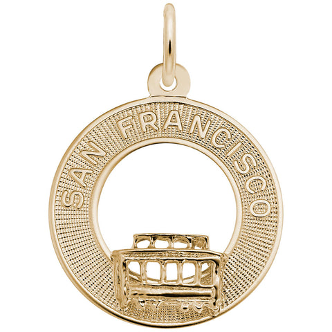 San Fran. Cable Car Charm In Yellow Gold