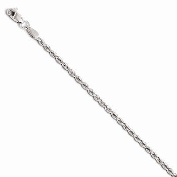 14K White Gold Diamond-Cut Rope Chain