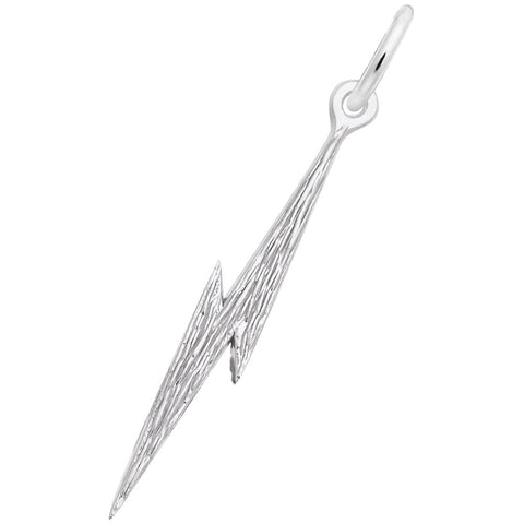 Lightening Bolt Charm In 14K White Gold