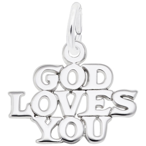 Godlovesyou Charm In Sterling Silver