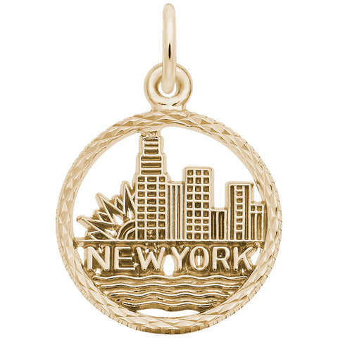 New York Skyline Charm In Yellow Gold