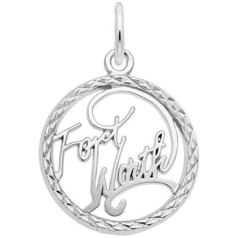 Ft Worth Charm In 14K White Gold