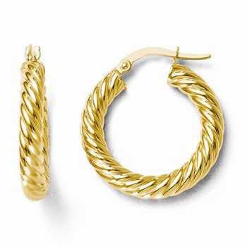 14k Yellow Gold Polished Hinged Hoop Earrings