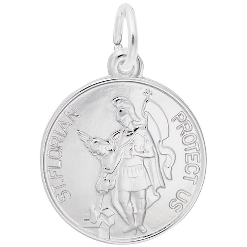 St.Florian Charm In 14K White Gold