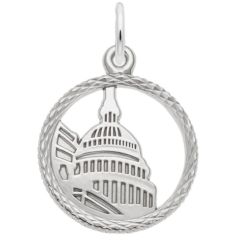 Capitol Bldg. Charm In 14K White Gold