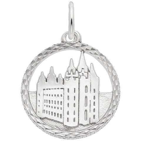 Mormon Temple Charm In 14K White Gold