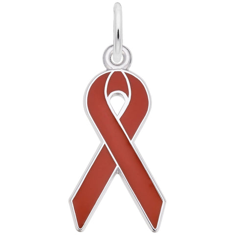 Aids Ribbon Charm In 14K White Gold