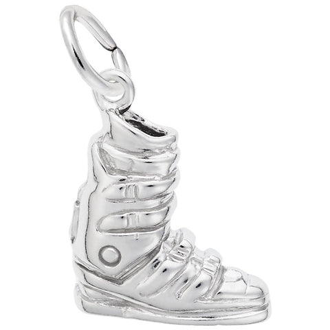 Ski Boot Charm In 14K White Gold