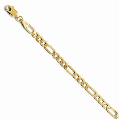 14K Yellow Gold Flat Figaro Bracelet