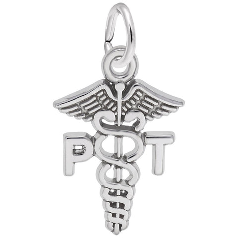 P T Charm In 14K White Gold