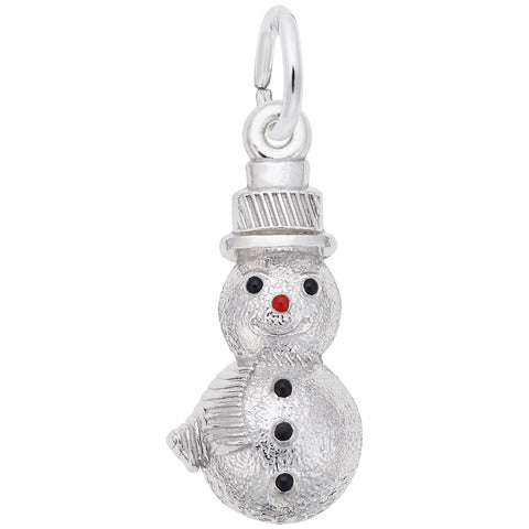 Snowman Charm In 14K White Gold