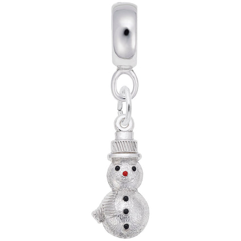 Snowman Charm Dangle Bead In Sterling Silver