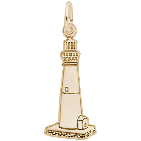 Barnegat,Nj Lt House Charm in Yellow Gold Plated
