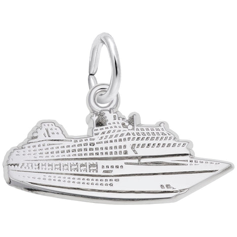 Cruise Ship Charm In 14K White Gold