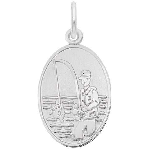 Fisherman Charm In 14K White Gold