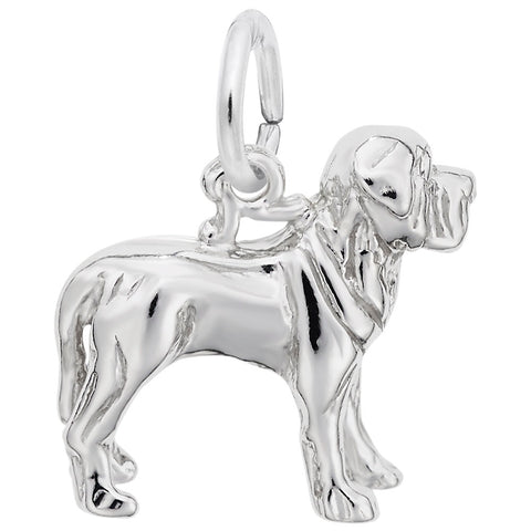 Mastiff Charm In 14K White Gold