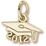 Grad Cap 2012 Charm in 10k Yellow Gold