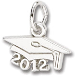 Grad Cap 2012 charm in 14K White Gold