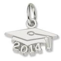 Grad Cap 2014 charm in 14K White Gold