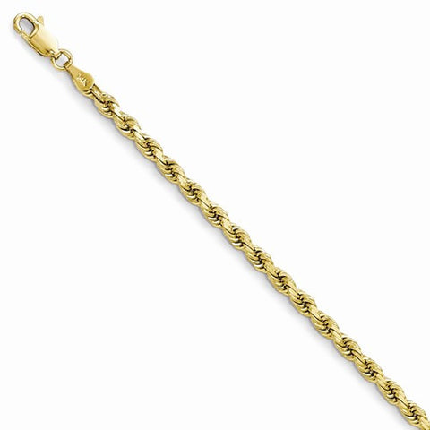 14K Yellow Gold Diamond-Cut Rope Chain Bracelet