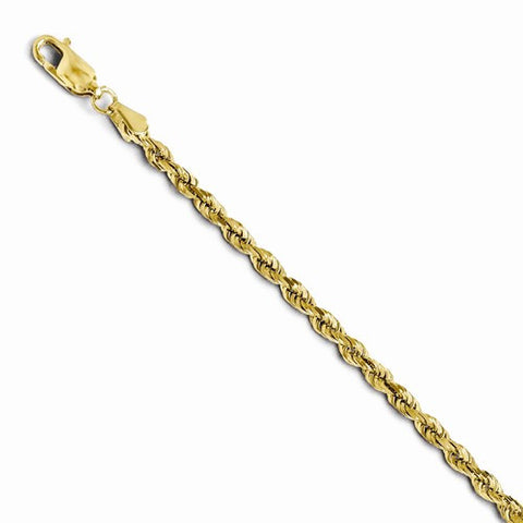 14K Yellow Gold Diamond-Cut Lightweight Rope Chain Bracelet