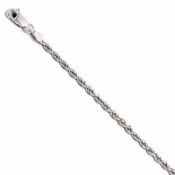 14K White Gold Diamond-Cut Rope Chain