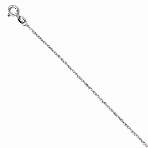 14K White Gold V-P R Pendant on Rope Chain