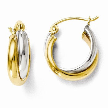 14k Two-tone Polished Hinged Hoop Earrings