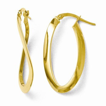 14k Yellow Gold Polished Oval Hoop Earrings