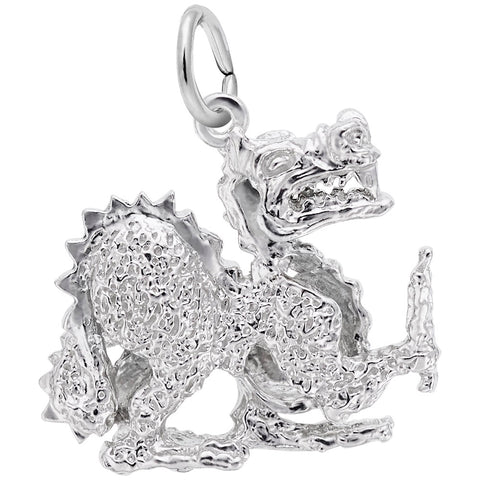 Dragon Charm In 14K White Gold