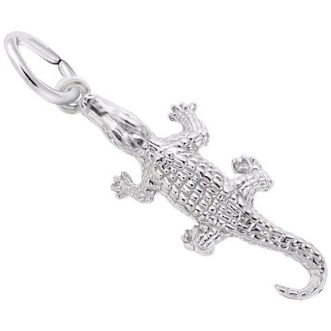 Alligator Charm In 14K White Gold