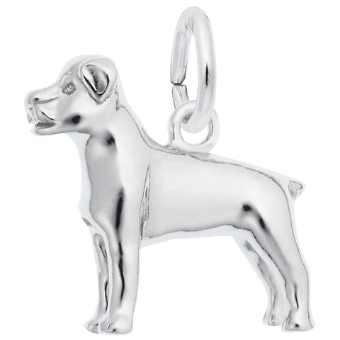 Rottwieler Charm In 14K White Gold