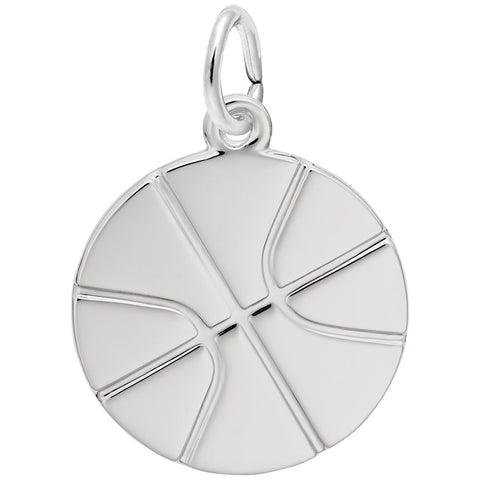 Basketball Charm In 14K White Gold