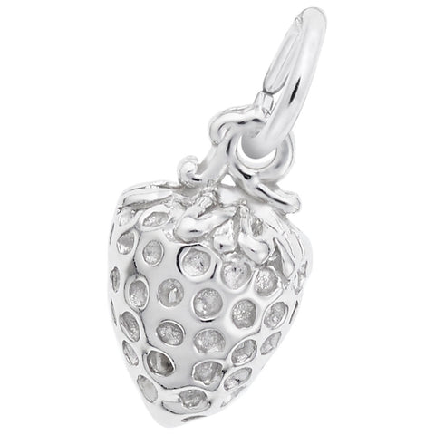 Strawberry Charm In 14K White Gold