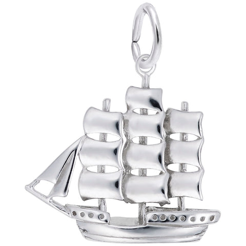 Sailboat Charm In 14K White Gold