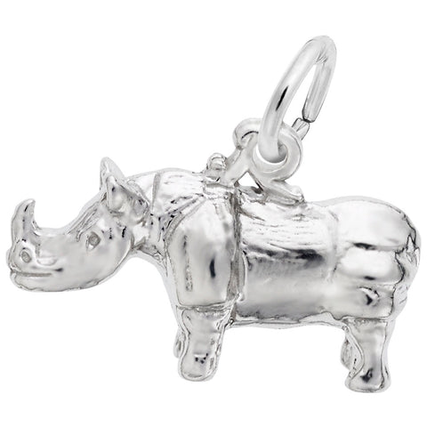 Rhino Charm In 14K White Gold