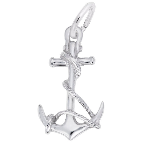 Anchor Charm In 14K White Gold