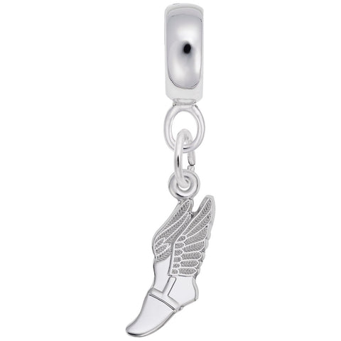 Winged Shoe Charm Dangle Bead In Sterling Silver