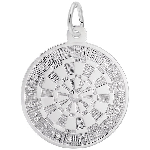 Dart Board Charm In 14K White Gold