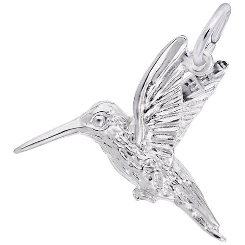 Hummingbird Charm In 14K White Gold