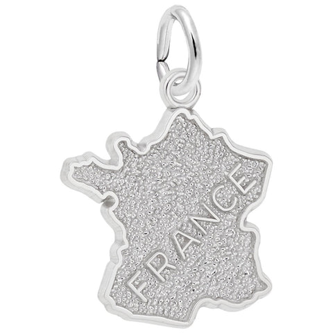 France Charm In 14K White Gold