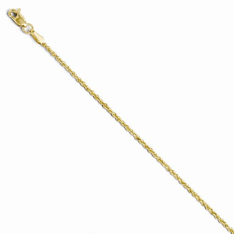 10K Yellow Gold Diamond-Cut Lightweight Rope Chain Bracelet