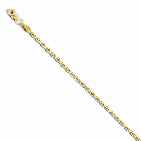 10K Yellow Gold Diamond-Cut Lightweight Rope Chain Bracelet