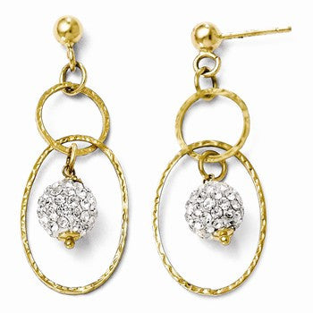 14k Yellow Gold Post Dangle Swarovski Earrings