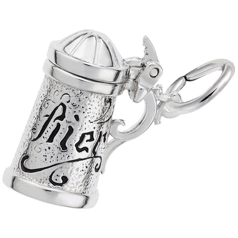 Beer Stein Charm In 14K White Gold