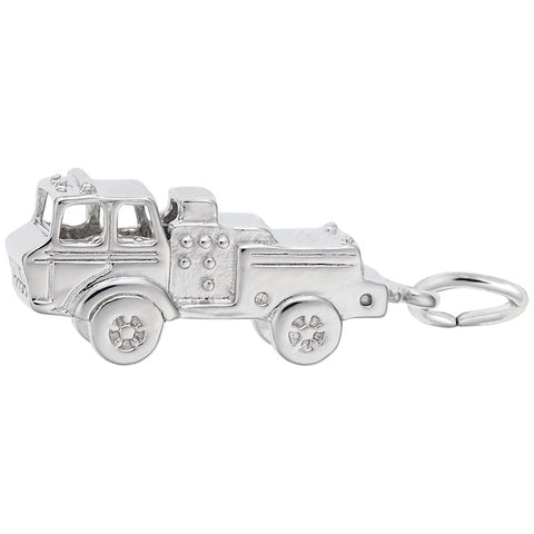 Firetruck Charm In 14K White Gold