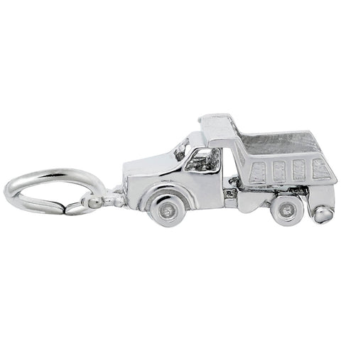 Dump Truck Charm In 14K White Gold