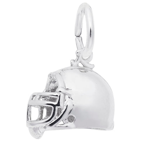 Football Helmet Charm In 14K White Gold