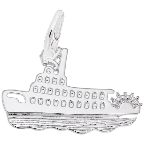 Riverboat Charm In 14K White Gold