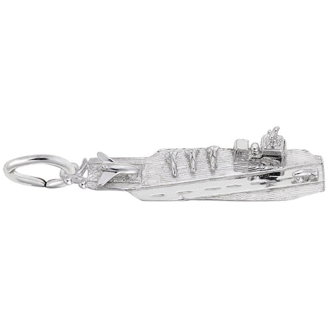 Aircraft Carrier Charm In 14K White Gold